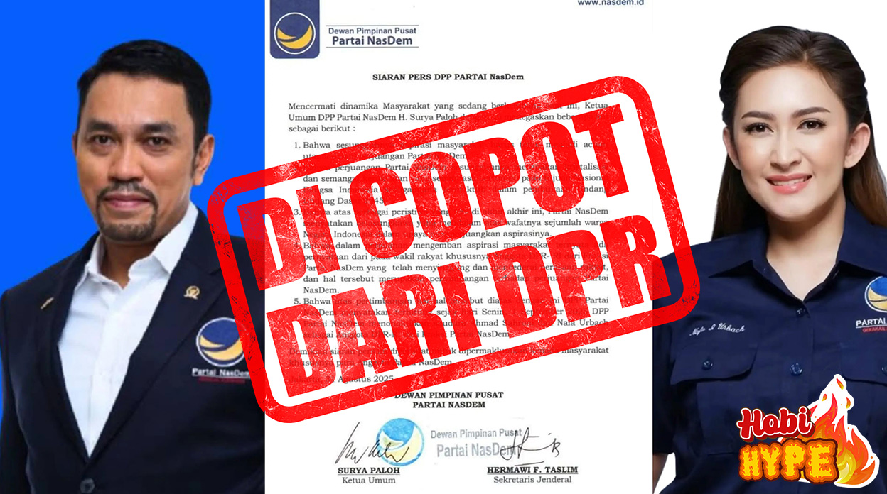 HobiHype NasDem Nonaktifkan Ahmad Sahroni dan Nafa Urbach dari DPR